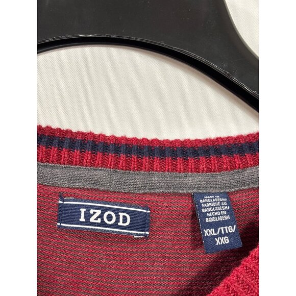 Izod Mens V-Neck Sweater Red XXL Cotton Acrylic Blend Long Sleeve Casual - Picture 4 of 6